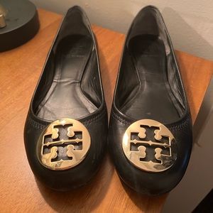 Tory Burch black and gold ballet flats